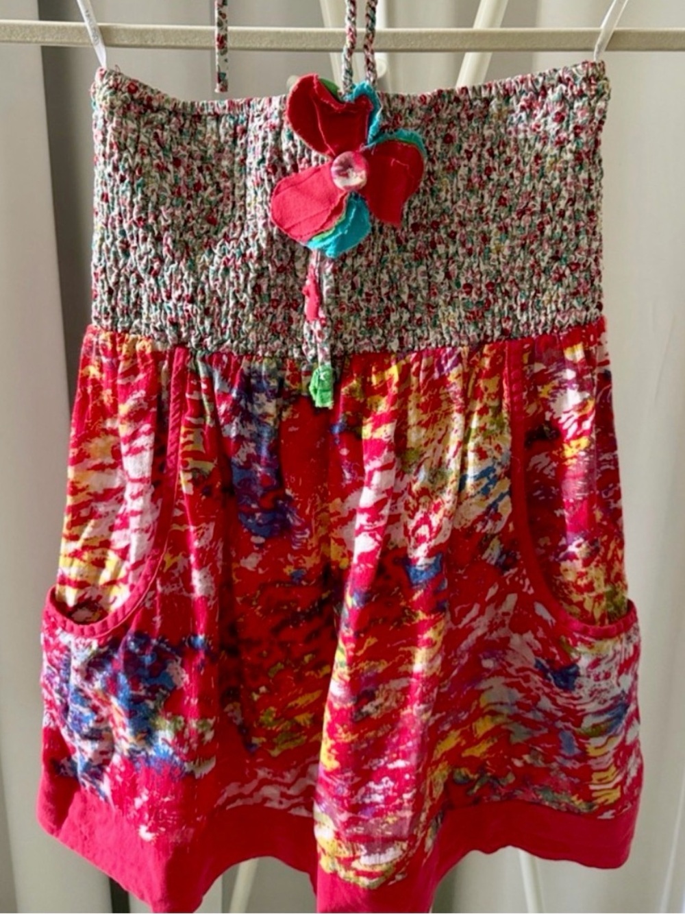 Lulumari Red Multicolor Floral Smocked Sundress Top